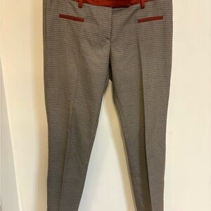 Chic Houndstooth Pants with Red Trim